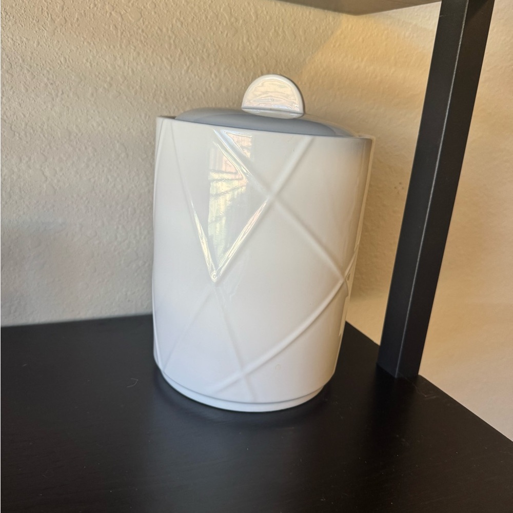 White Geometric Storage Jar